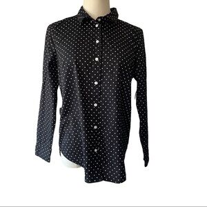 NEW WITH TAGS Old Navy black white polka dot  long sleeved blouse collared shirt